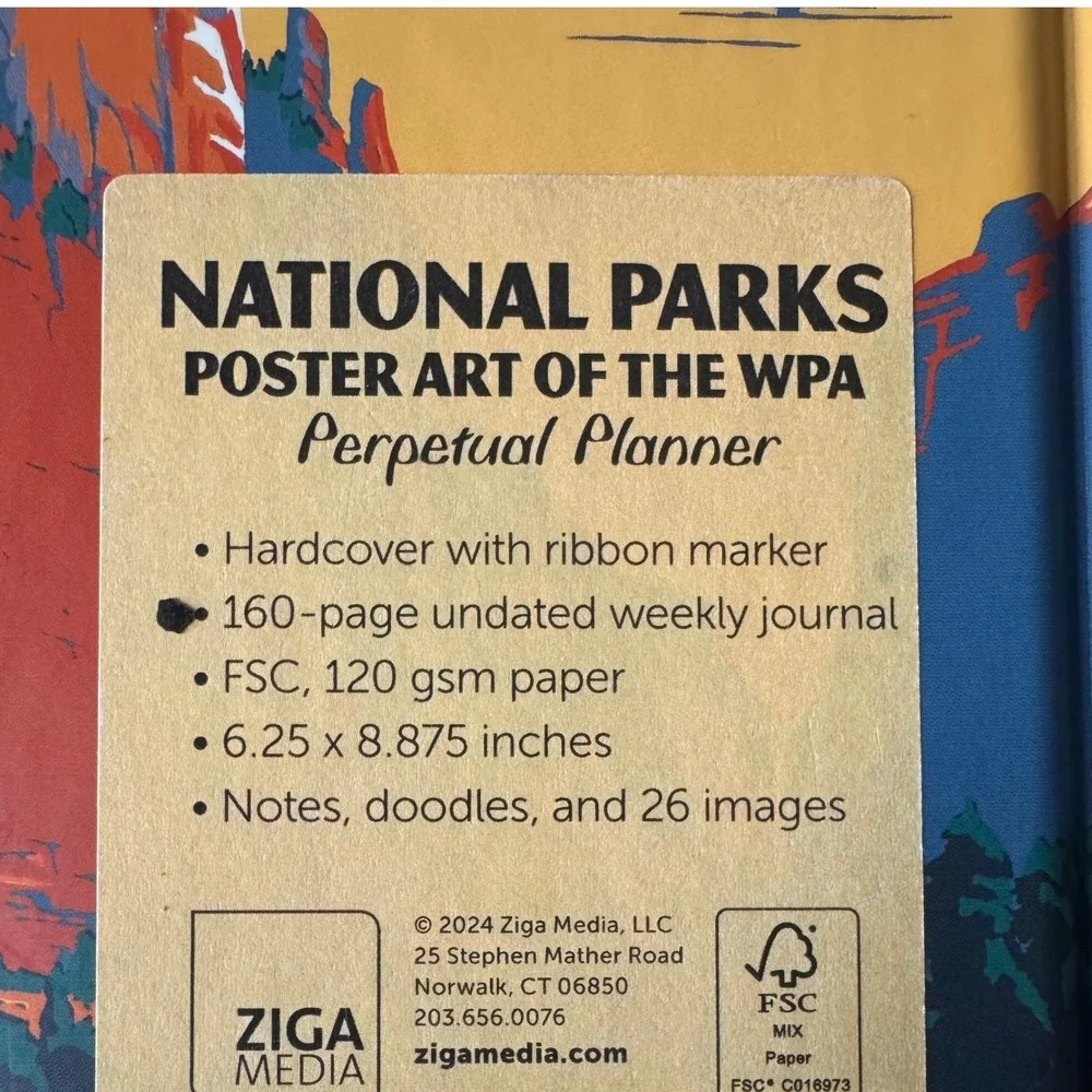Ziga Media National Parks Poster Art of the WPA Perpetual Planner Zion Hardcover